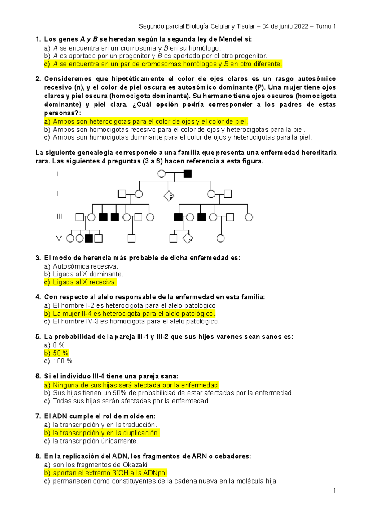 Evaluación del segundo parcial de BCT 04 - Genética y Biología Celular - Document Preview