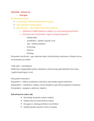 Surgical Nursing Module 1: Essentials and Patient Care Insights - Studocu