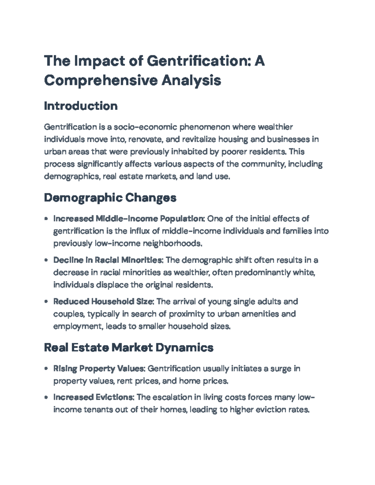 Gentrification: Impacts on Urban Communities and Real Estate Dynamics ...