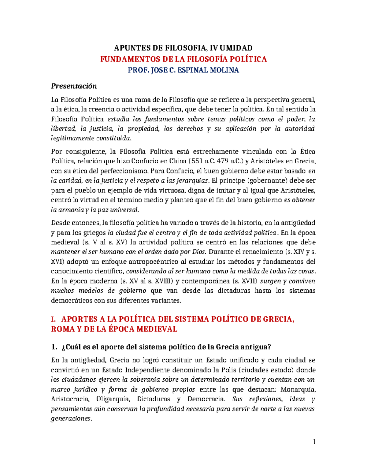 Apuntes Apuntes De Filosofia Iv Umidad Fundamentos De La Filosof A Pol Tica Prof Jose C