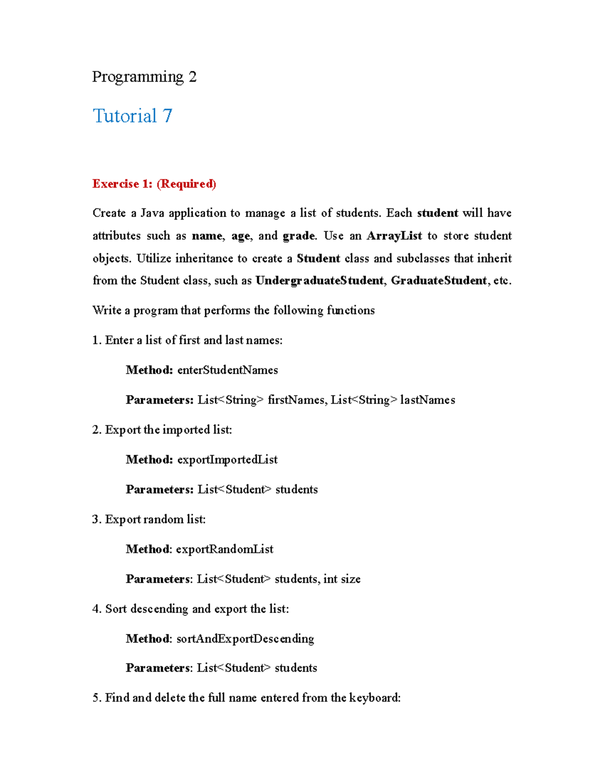 Programming 2 - Tutorial 7: Student and Product Management Apps - Studocu