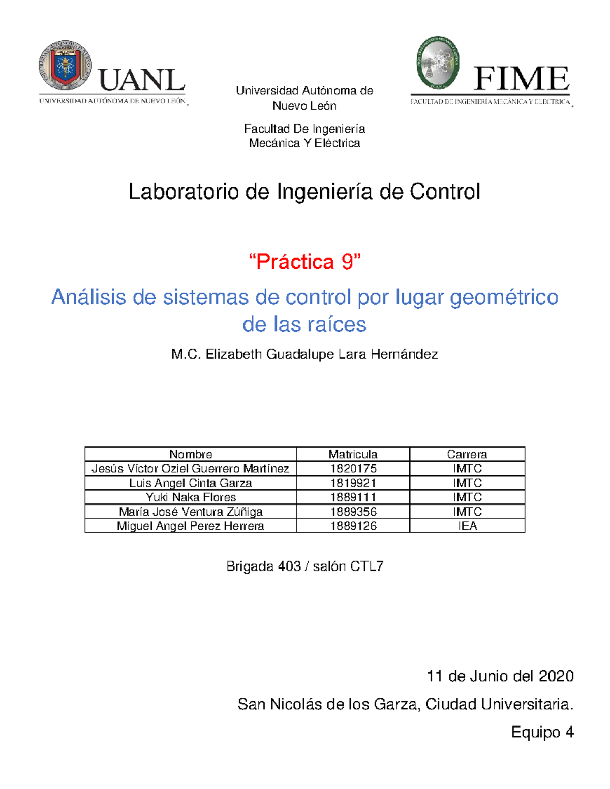 LABORATORIO IMTC: Análisis de Sistemas de Control con rltool - Studocu