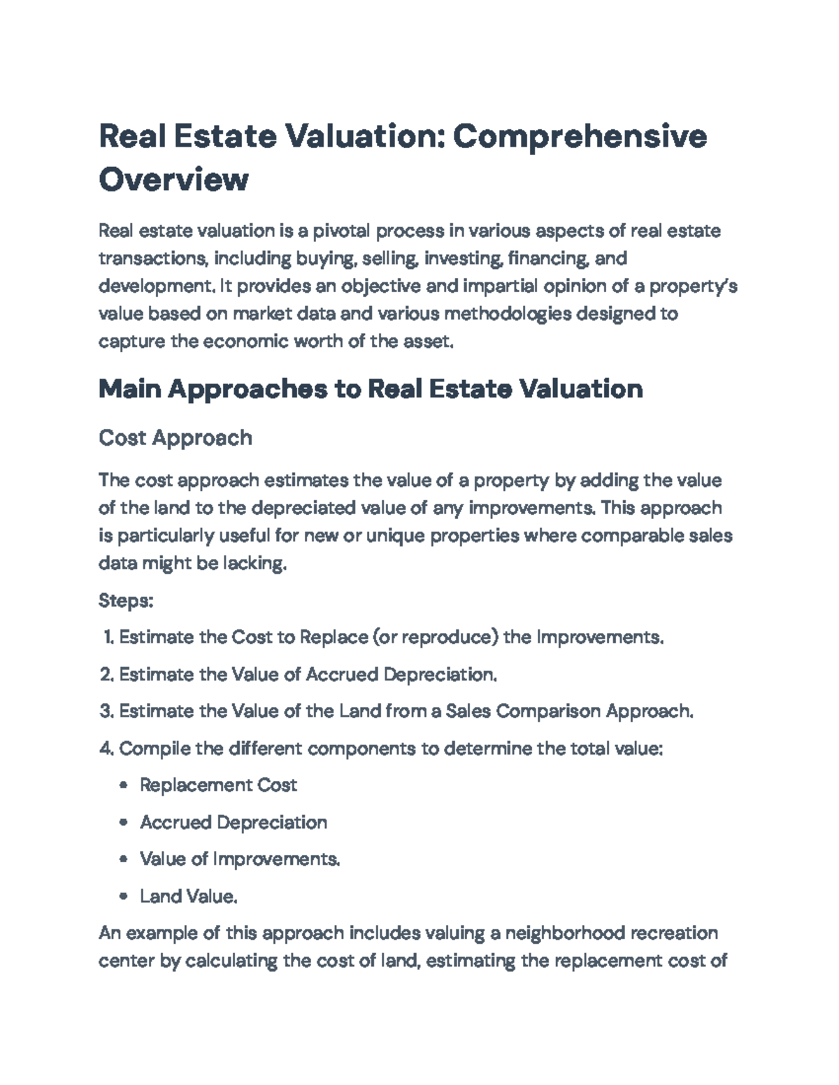Real Estate Valuation: Key Methods and Approaches for Analysis - Real ...