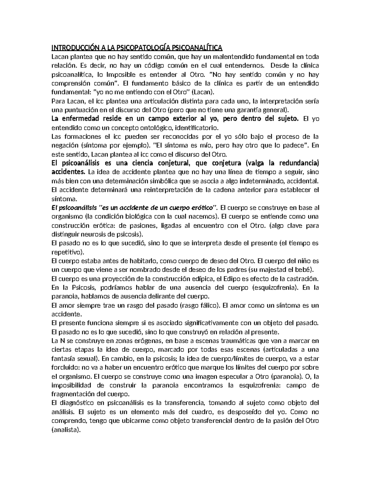 Apuntes Teóricos Psicopato I - INTRODUCCIÓN A LA PSICOPATOLOGÍA ...