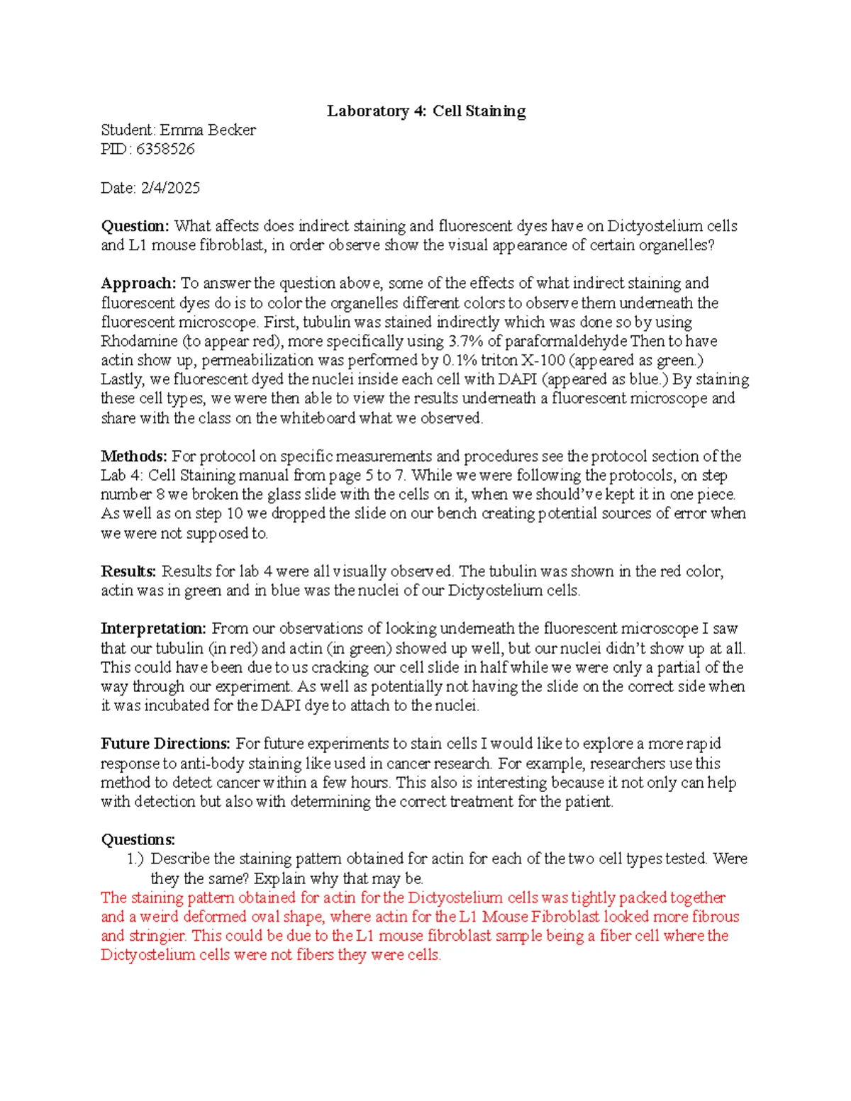 Lab 1 Report: PHYSICAL PROPERTIES of Organic Compounds (CHM 2210L ...