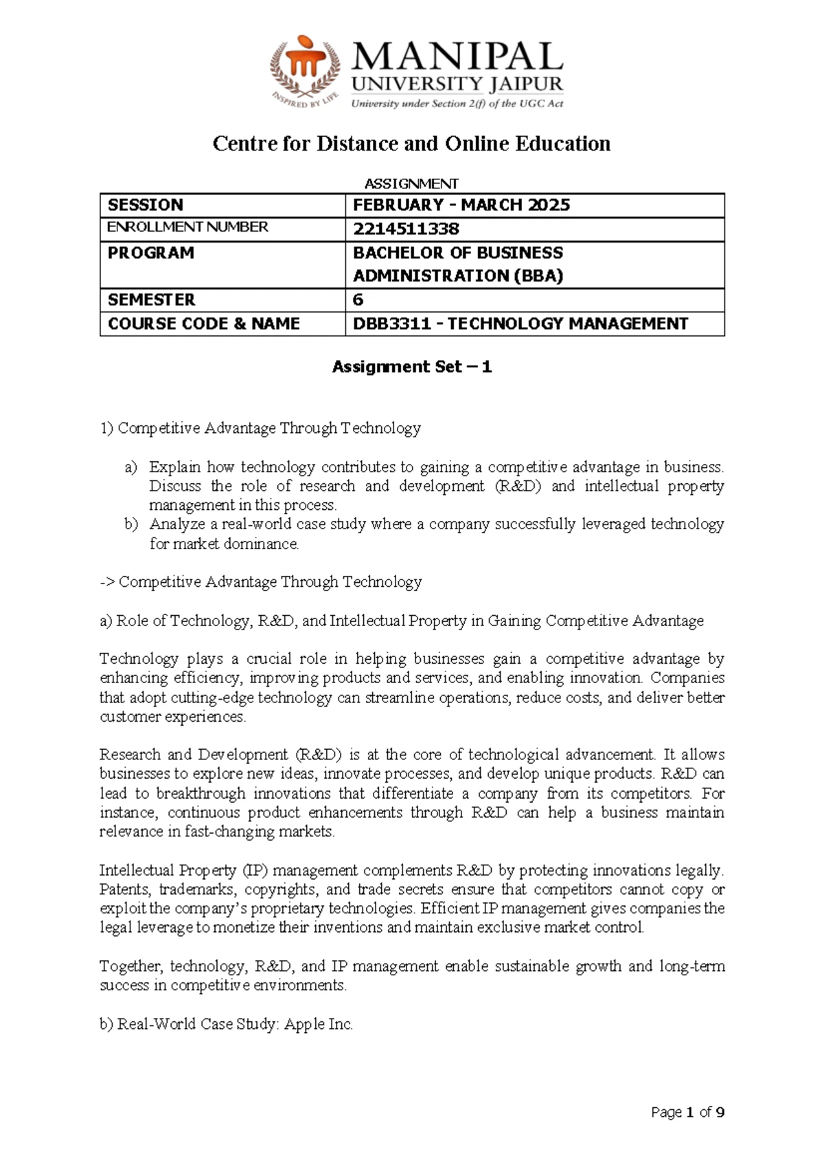 BBA DBB3312 Management Development & Skills Assignment Set 1 - Studocu