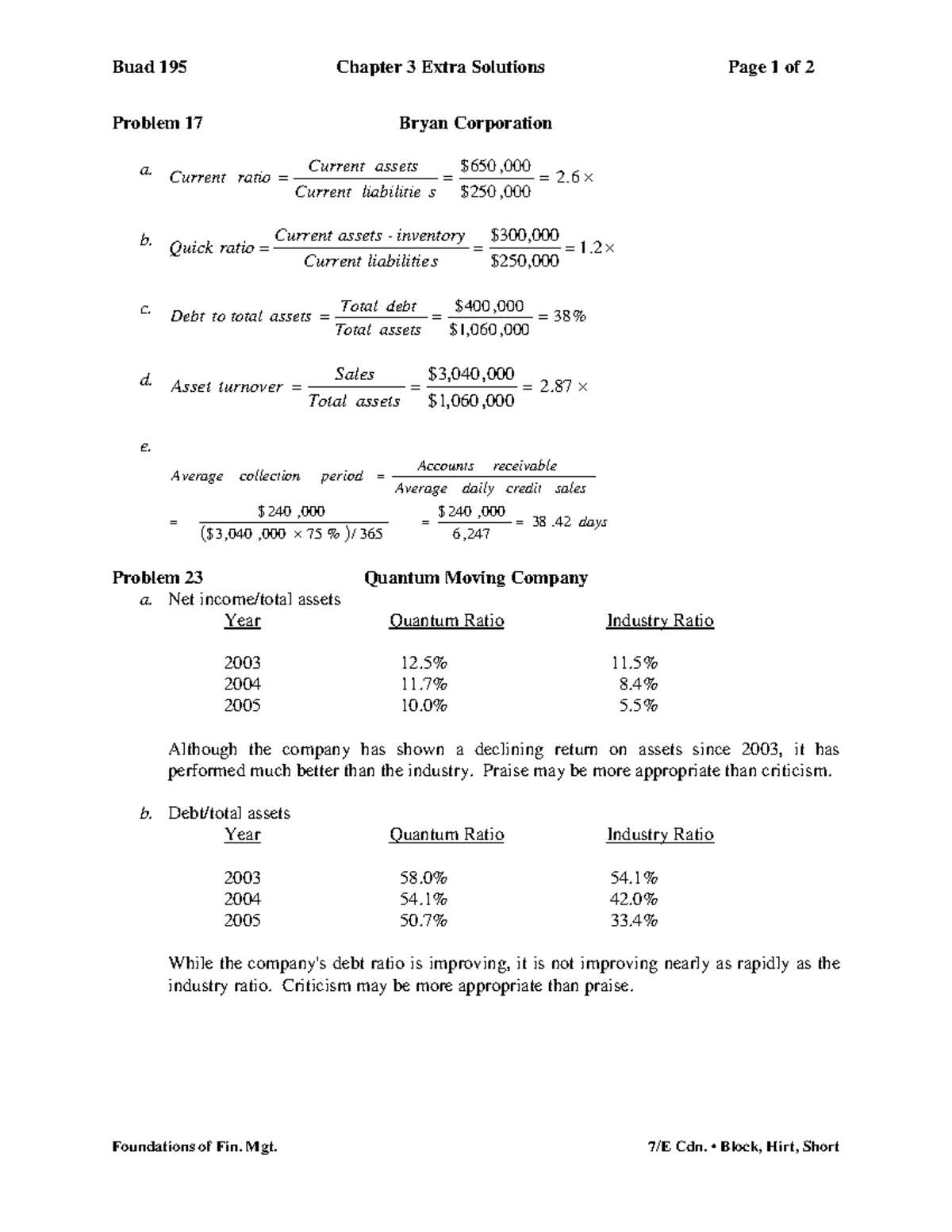 Buad 195 Chapter 3 Extra Solutions & Investment Notes - Studocu