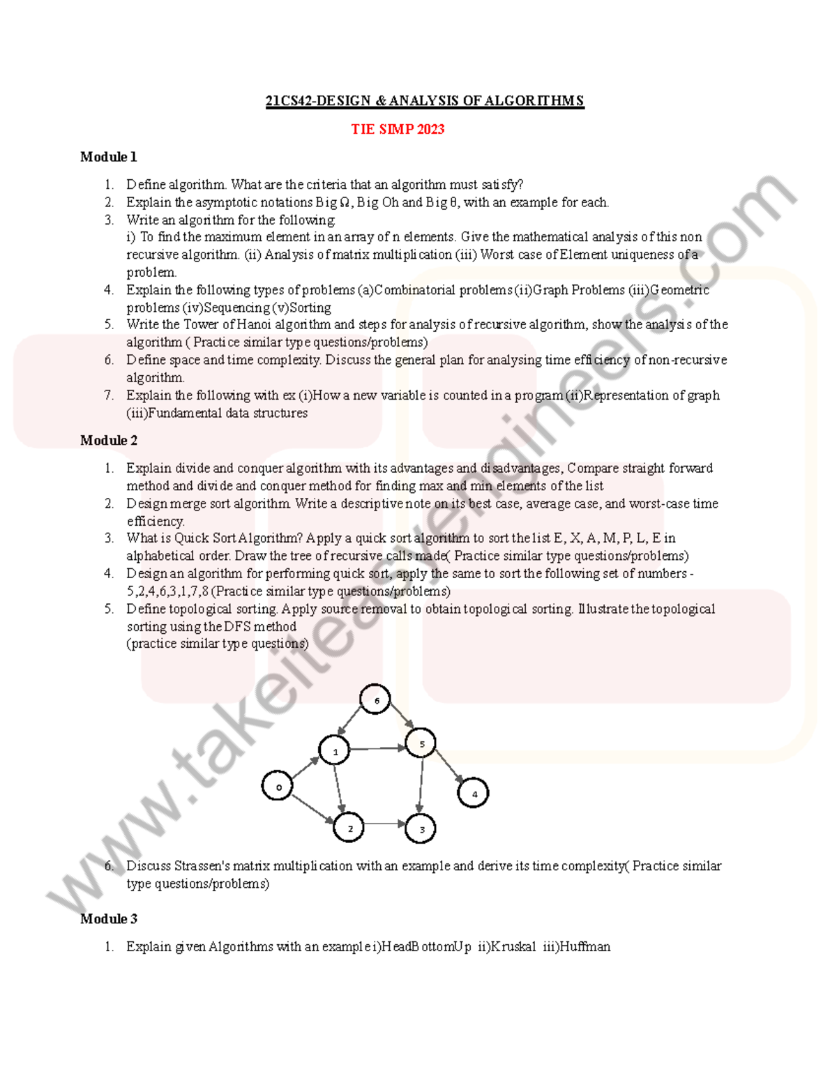 Analysis of Algorithms - DAA SIMP 2023 Module 1-4 Notes - Studocu