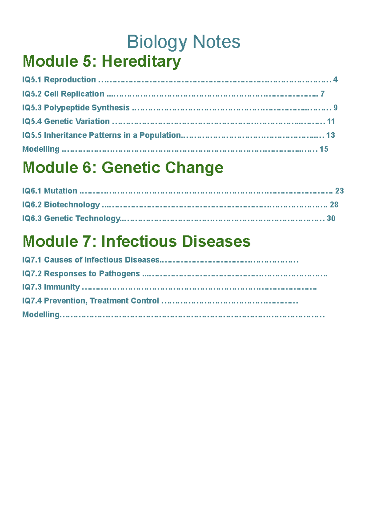Biology Notes: Hereditary and Genetic Change - Studocu