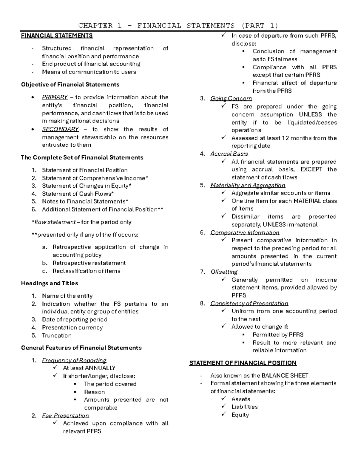 CHAPTER 1: FINANCIAL STATEMENTS (PART 1) - Overview and Key Features ...