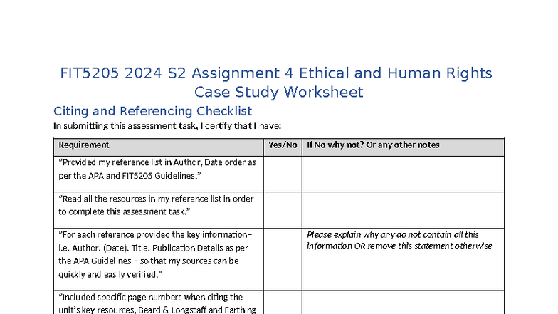 FIT5205 2024 S2 Assignment 4 Ethical & Human Rights Case Study ...