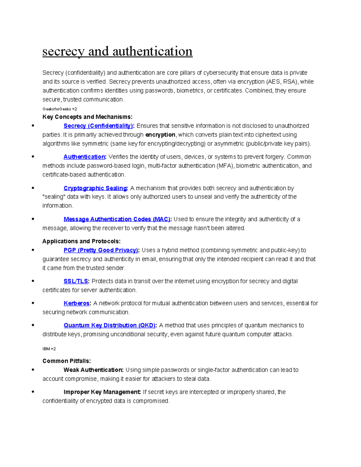 Secrecy and Authentication in Cybersecurity: Key Concepts and ...