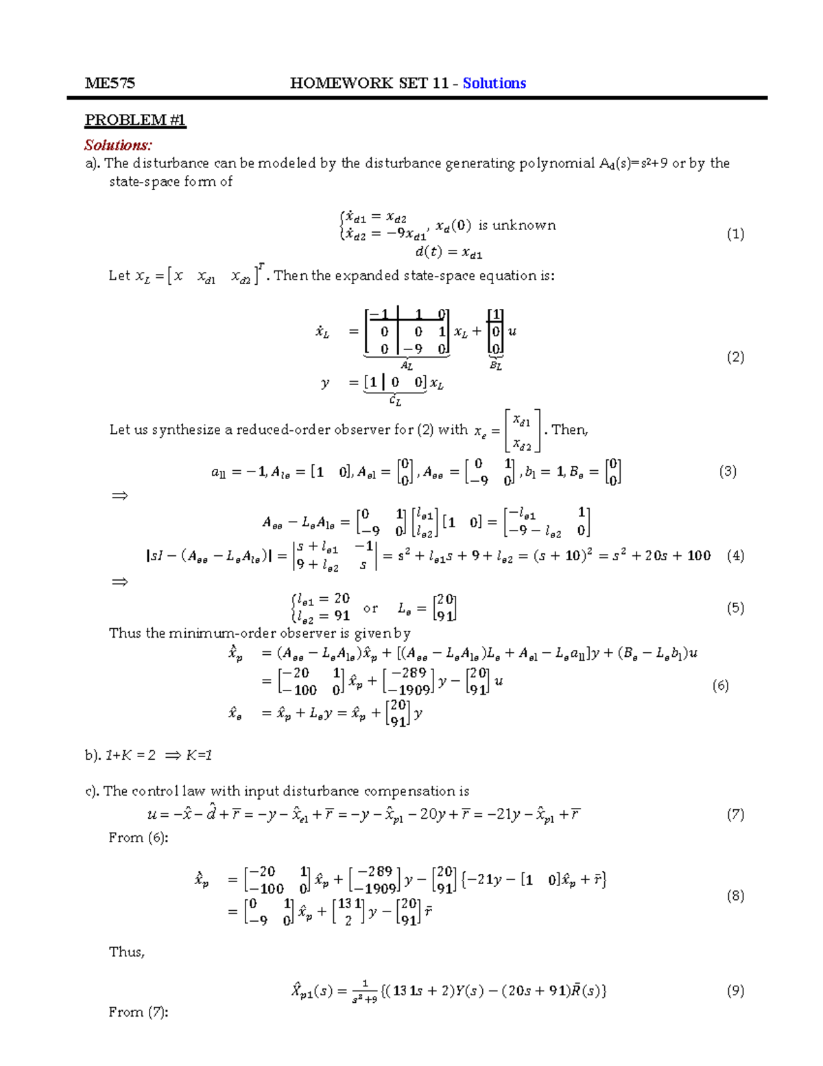 ME575 FA23 Homework 11 Solutions and Analysis - Studocu