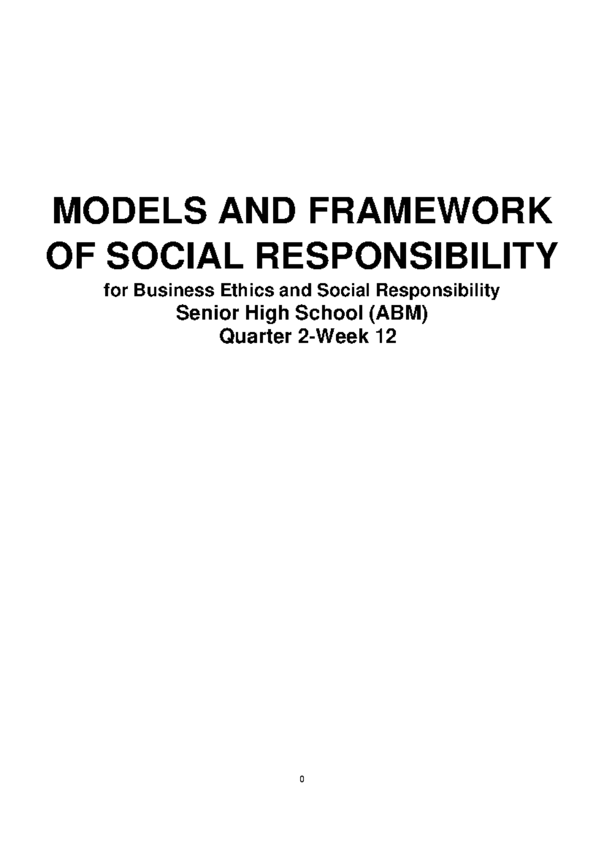 4th Quarter Melcs Lesson 02 - Business Ethics - MODELS AND FRAMEWORK OF ...