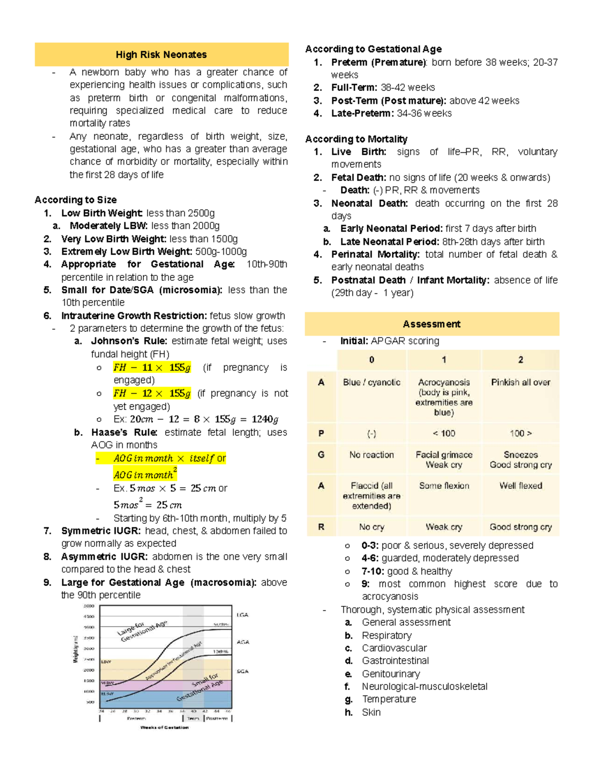 High Risk Neonates: Assessment and Management (3 - 4th Year) - Studocu