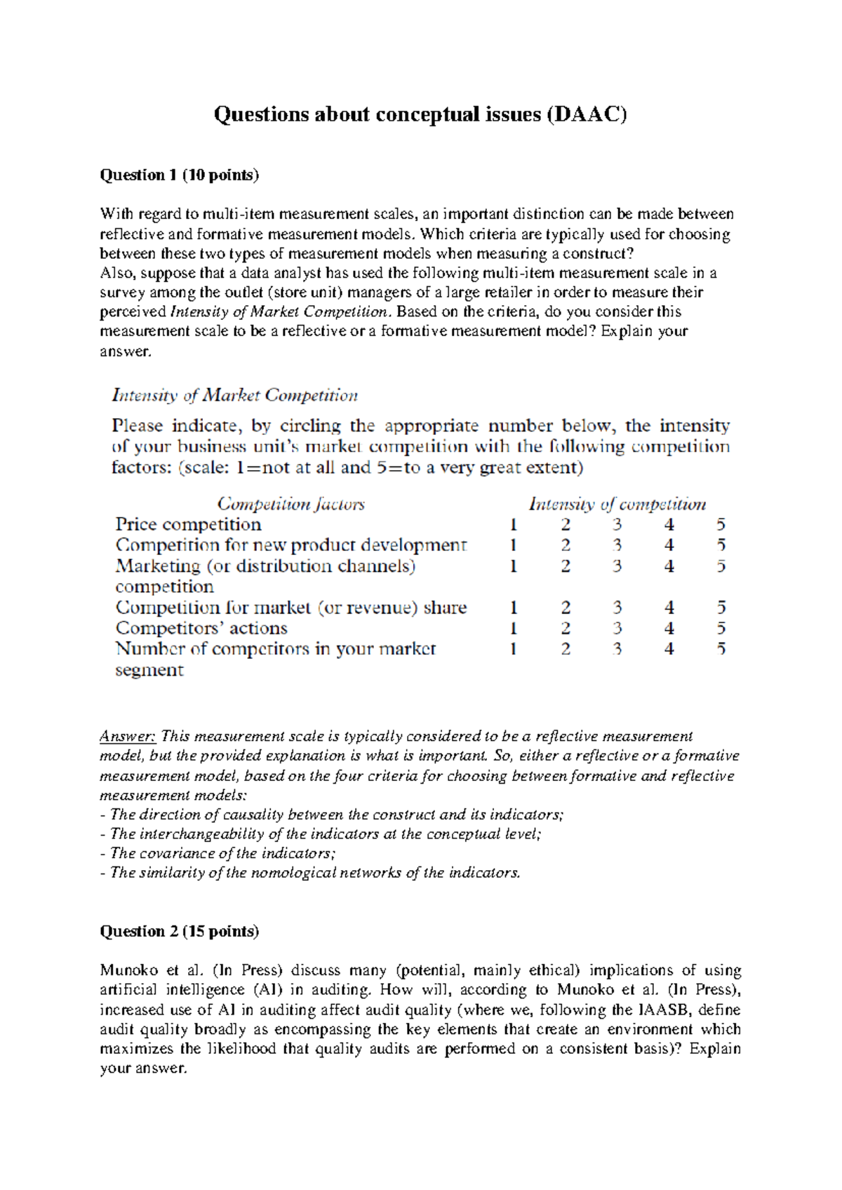 DAAC Exam 2020: Conceptual Measurement Models & AI in Auditing ...
