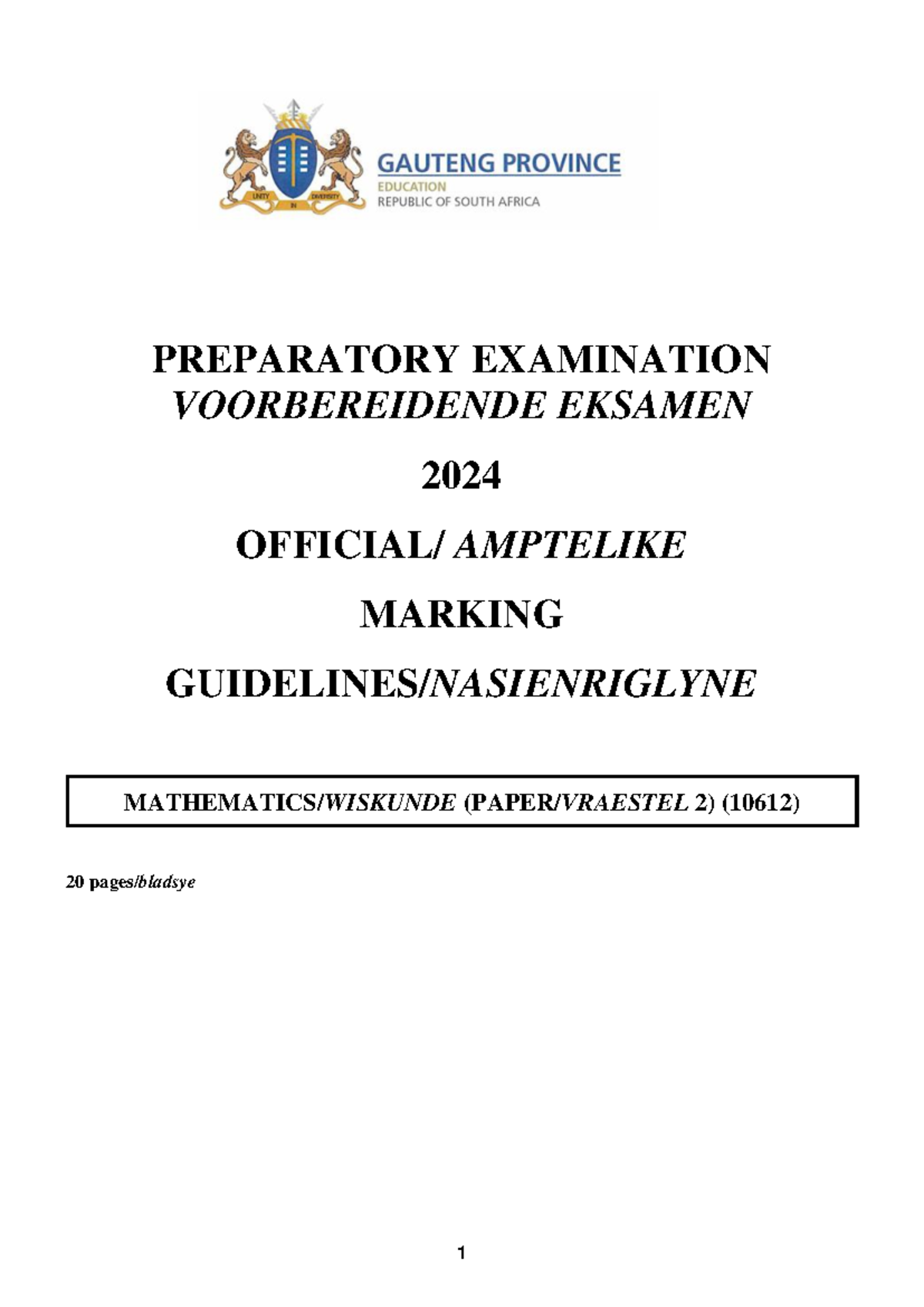 Mathematics Paper 2 Marking Guidelines - Preparatory Exam 2024 - Studocu