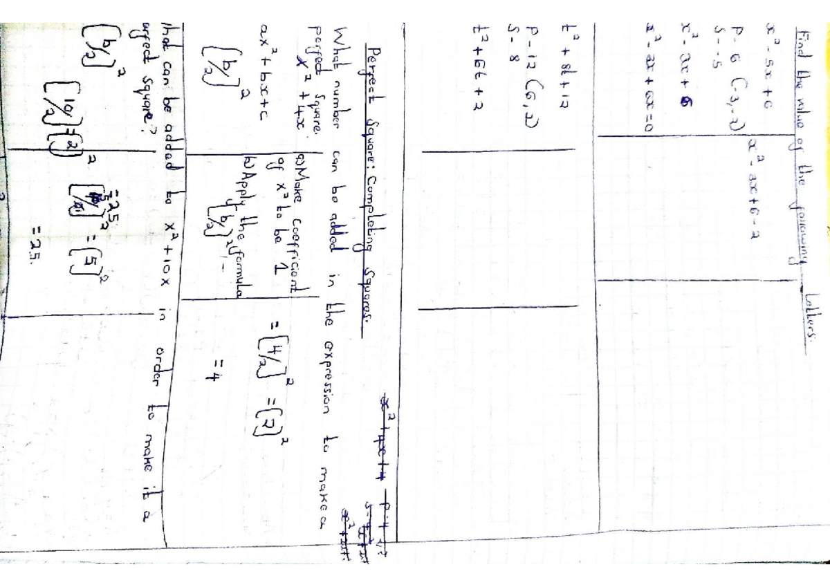 Math 202: Perfect Squares and Completing the Square Techniques - Studocu