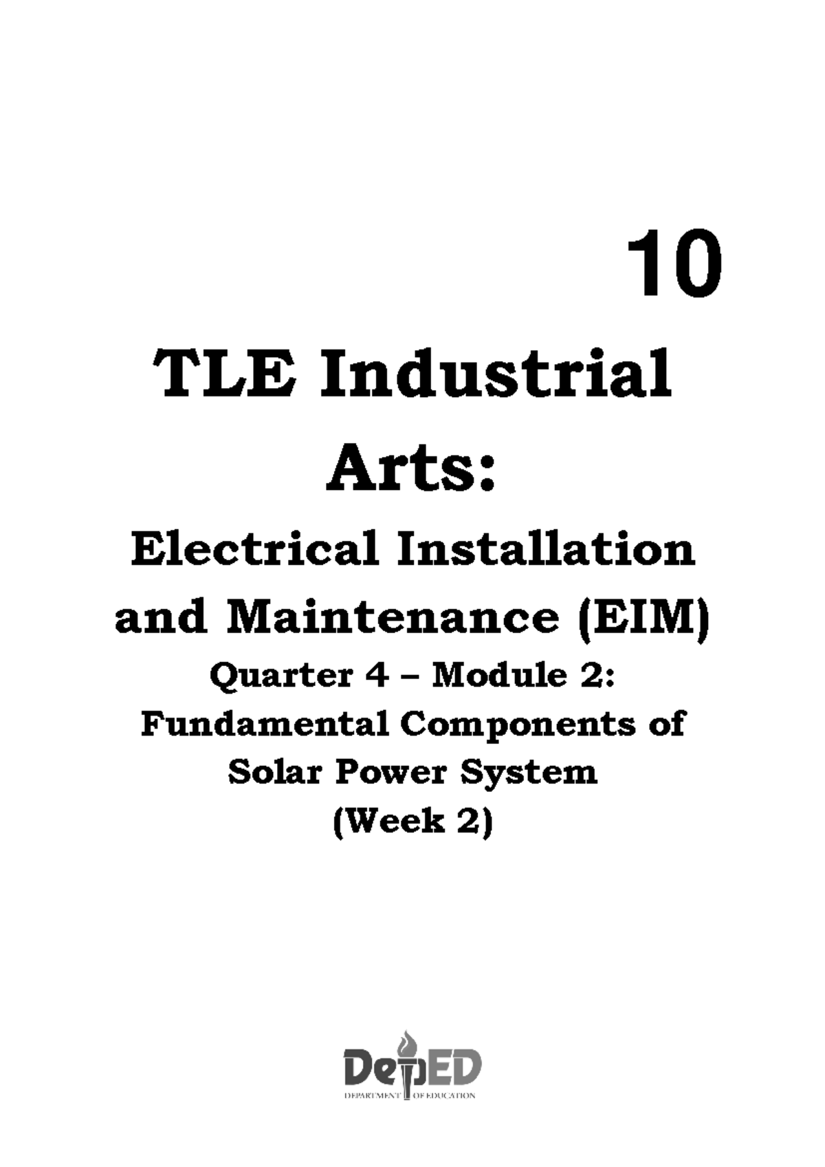 2 Q4 TLE Electronics - Module 2: Solar Power System Fundamentals - Studocu