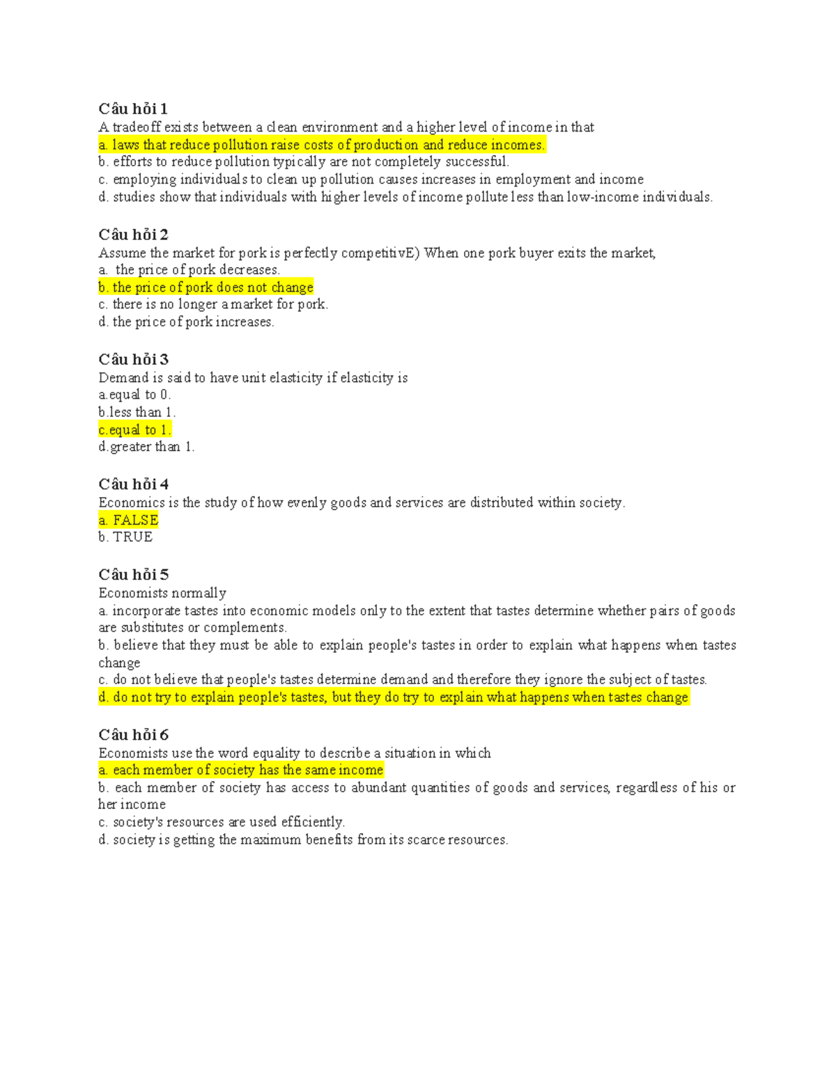 Microeconomics MCQ Review for Course Code: ECON101 Final Exam - Studocu