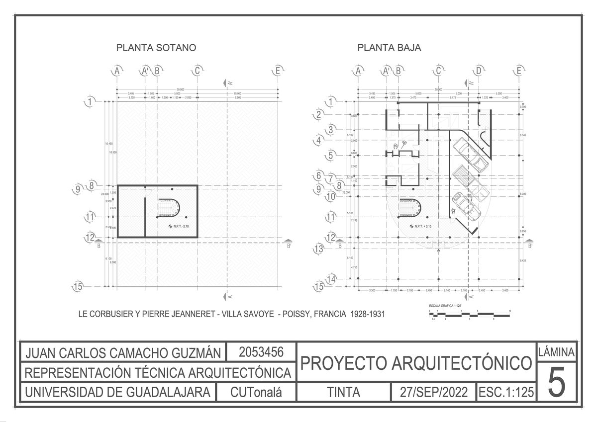 Villa Savoye - Architectural Plans and Technical Representation - Document Preview