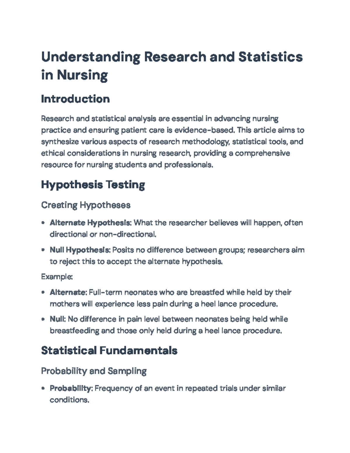 Understanding Research Methods and Statistics in Nursing: An Overview ...