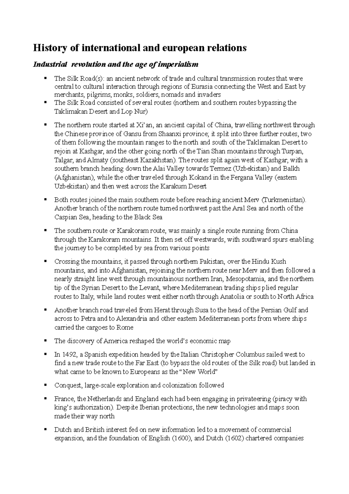 History of international and european relations - History of ...