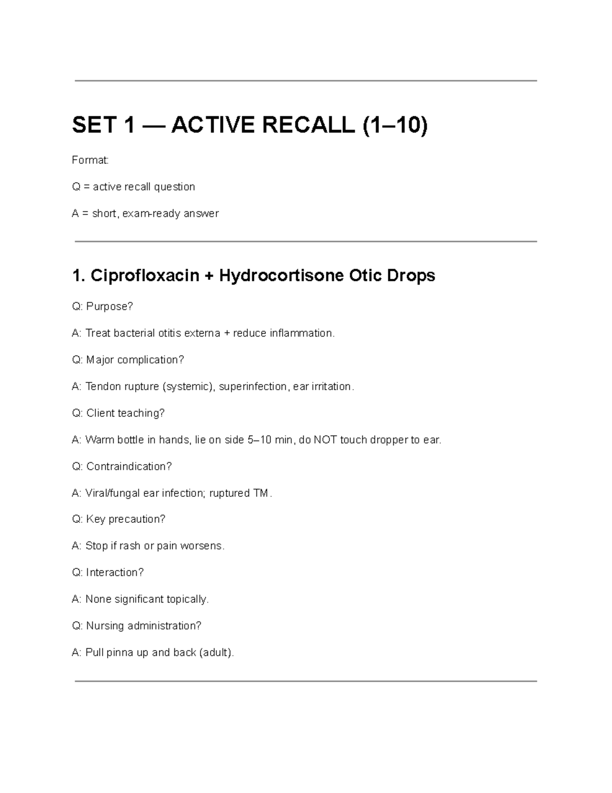 Active Recall Study Guide for Pharm - SET 1 to SET 5 - Studocu