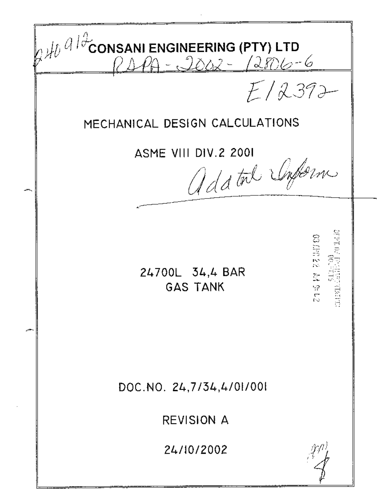 Mechanical Design Calculations for 34.4 Bar Gas Tank - ASME VIII Div. 2 ...
