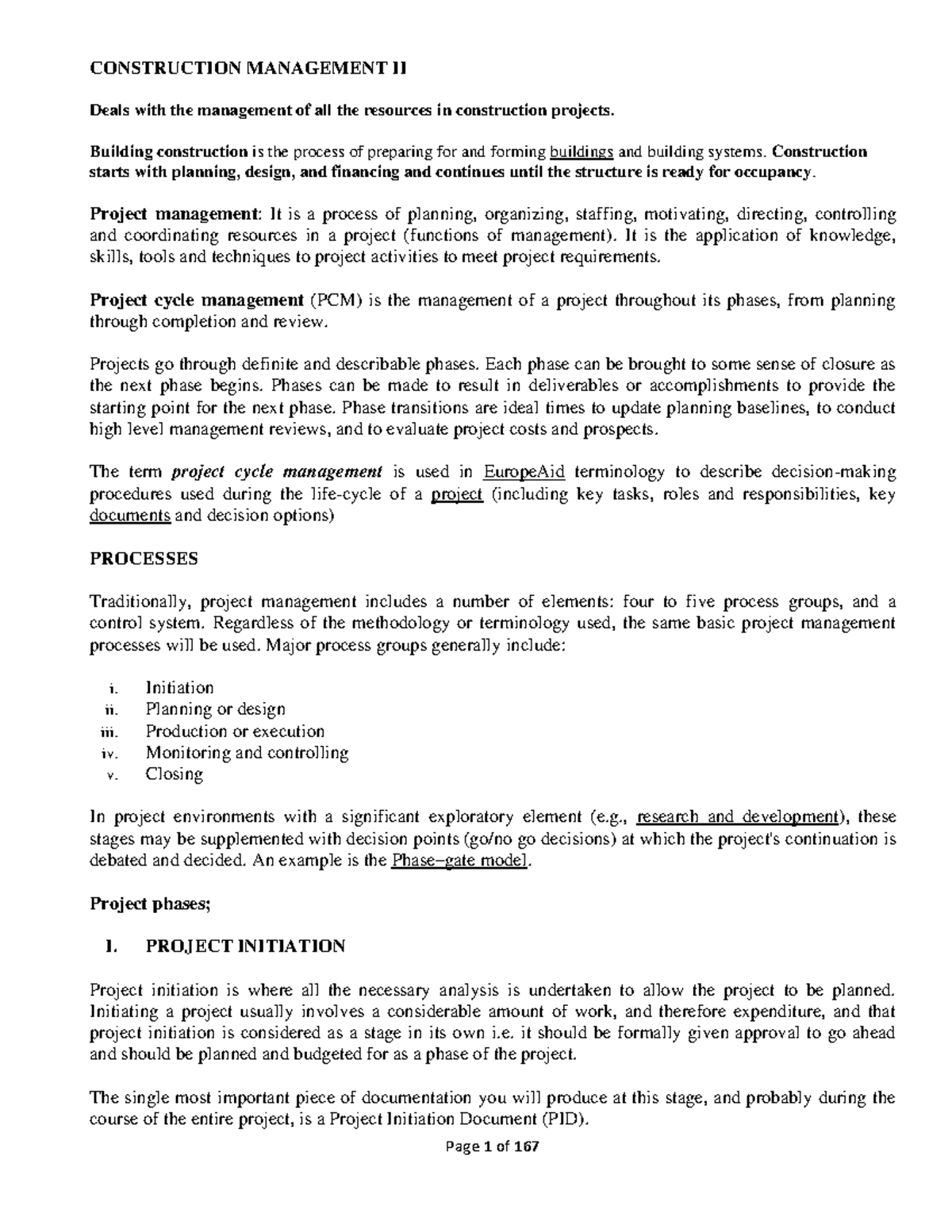 Construction Management II: Comprehensive Study Notes - Studocu