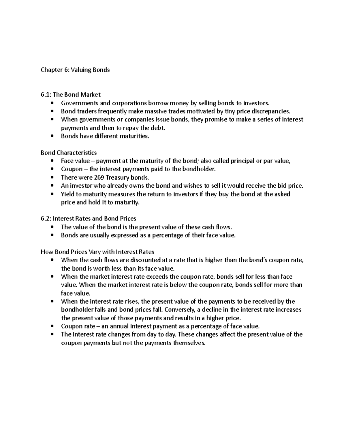Chapter 6 - Understanding Bond Valuation and Interest Rates - Studocu