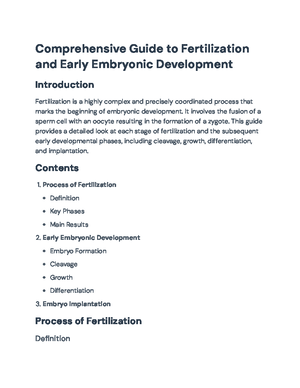 The Process of Fertilization and Early Embryo Development (BIO 101 ...