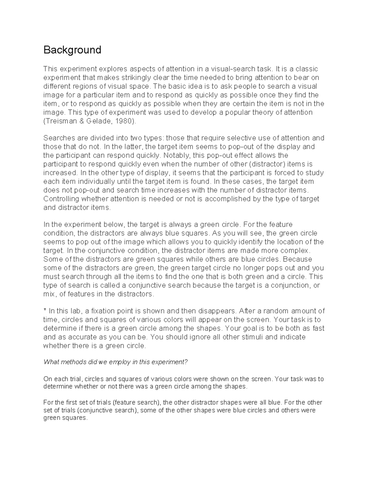 Cognition Lab Notes: Visual Search Experiment Analysis - Studocu
