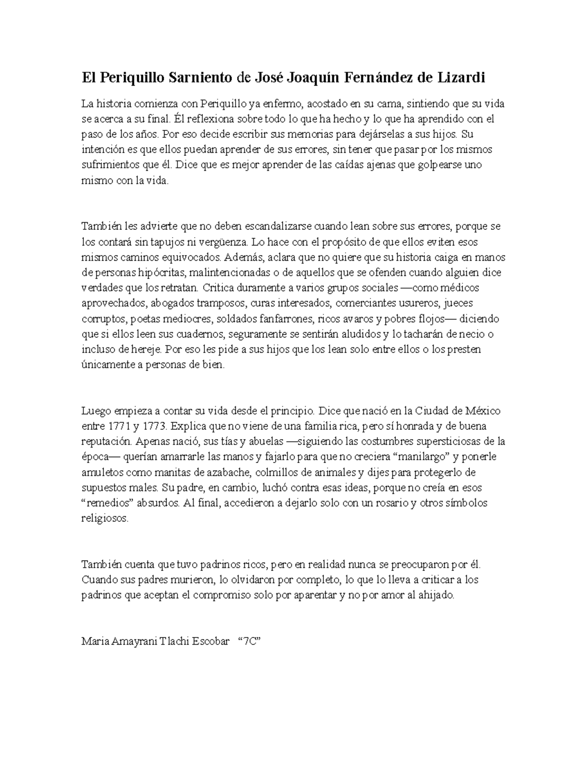 El Periquillo Sarniento: Reflexiones y Críticas Sociales - Studocu