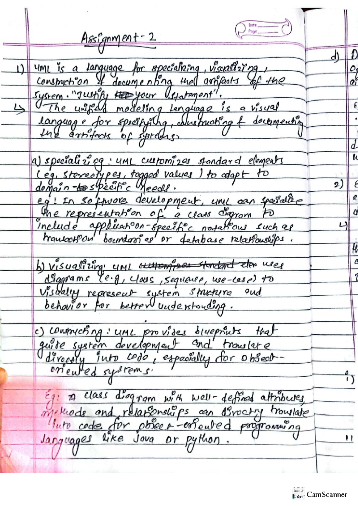 UODM Assignment 2: Understanding UML in Object-Oriented Analysis - Studocu