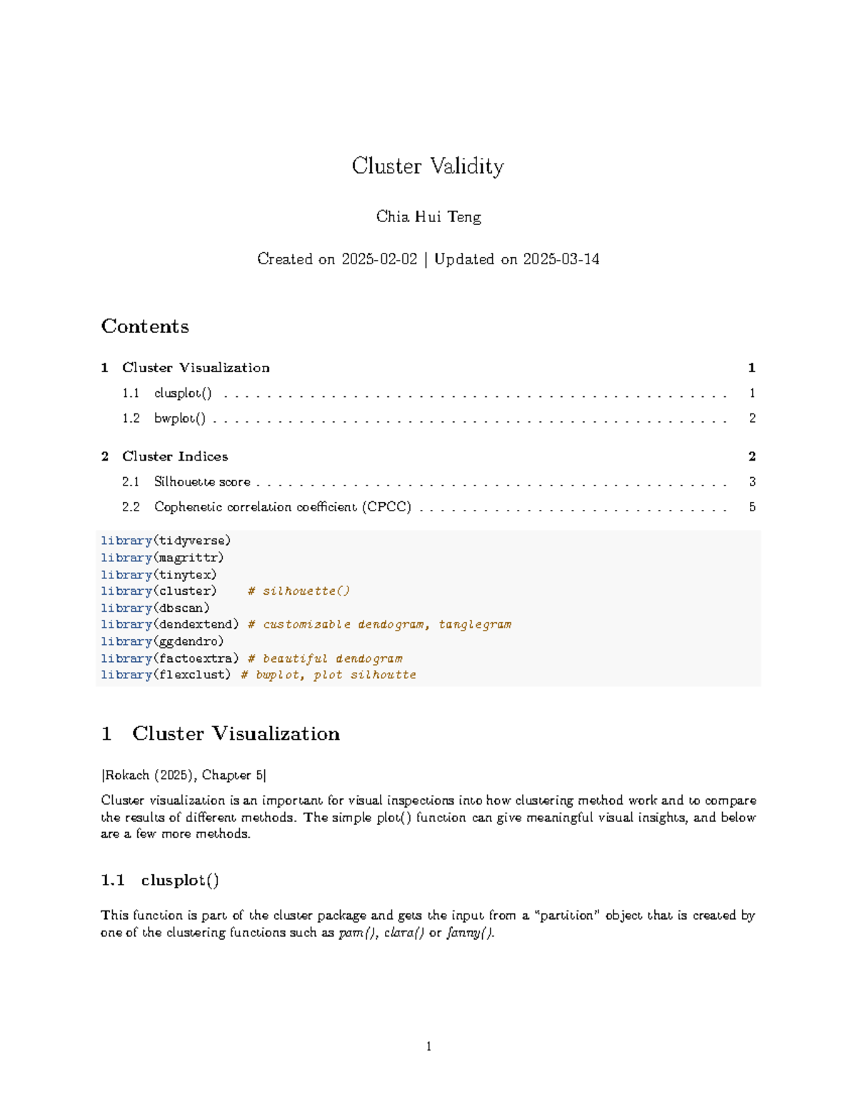 Cluster Validity (2025): Visualization and Indices Analysis - Studocu