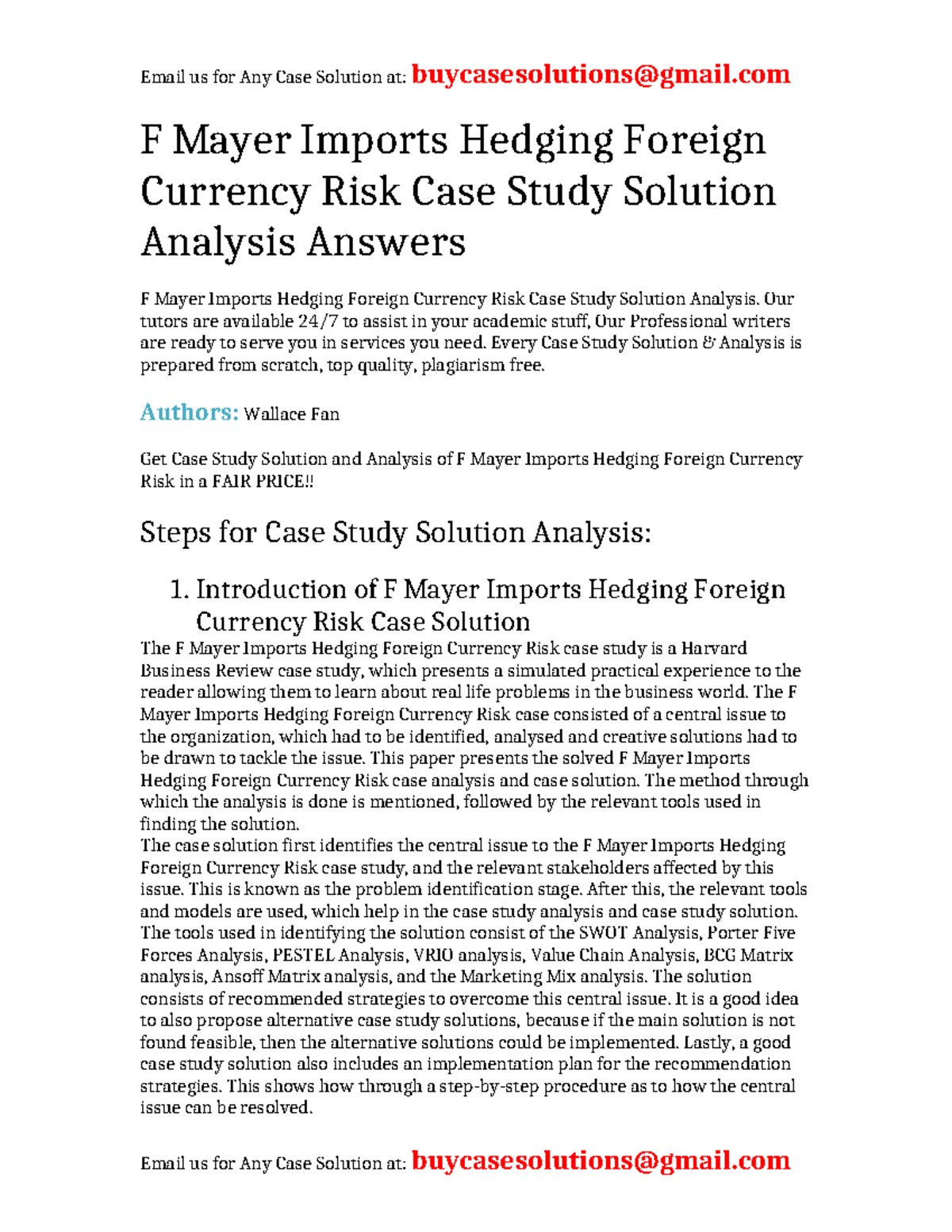 F Mayer Imports: Comprehensive Case Study Solution on Hedging Forex ...