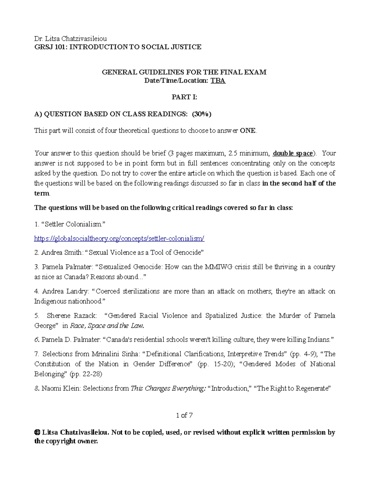 GRSJ 101 Final Exam Study Guide: Key Topics & Guidelines - Studocu