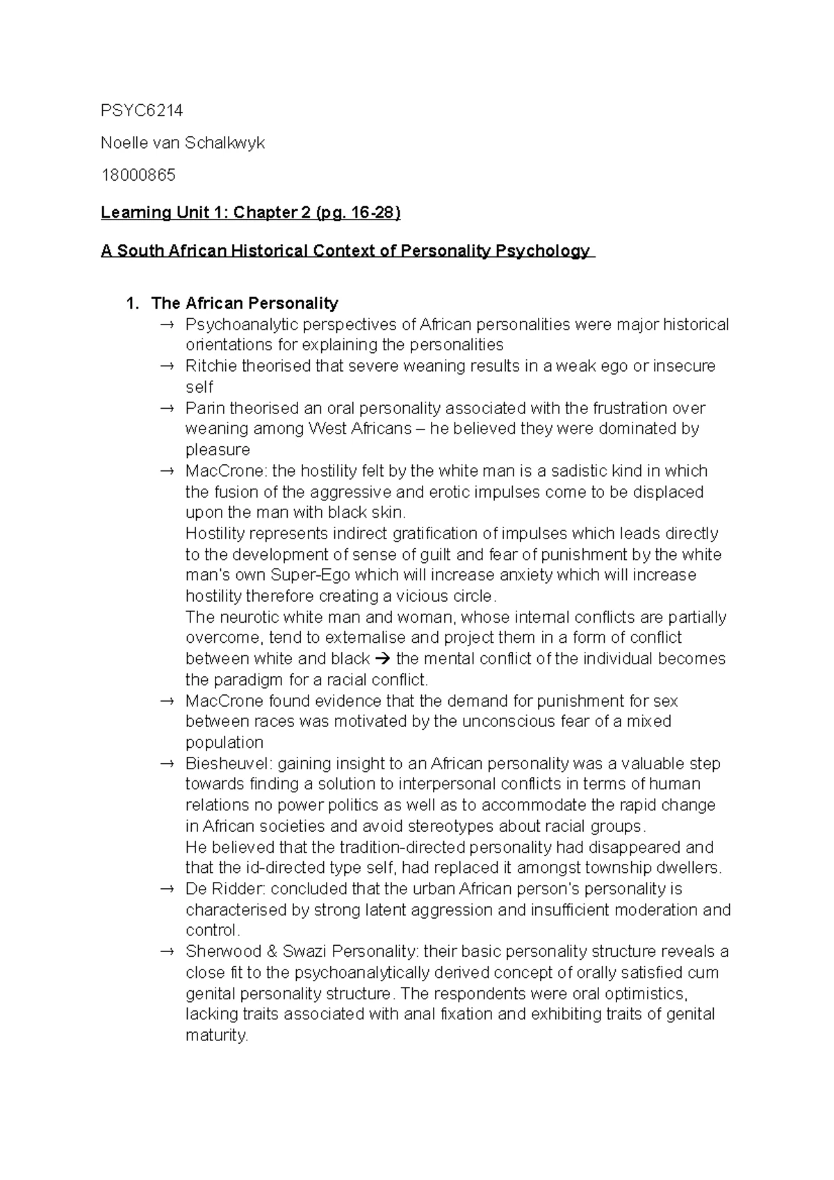 PSYC6224 Personality Psychology Module Outline & Learning Units 2024 ...