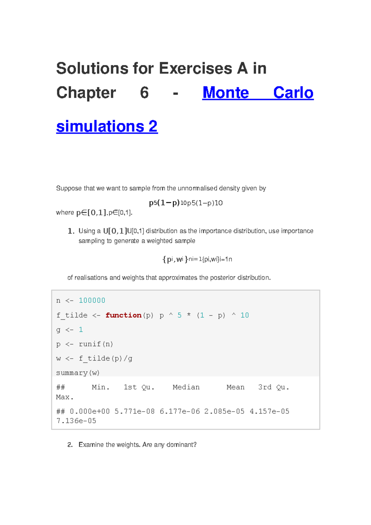 Solutions for Exercises A in Chapter 6 - Monte Carlo simulations 2 ...