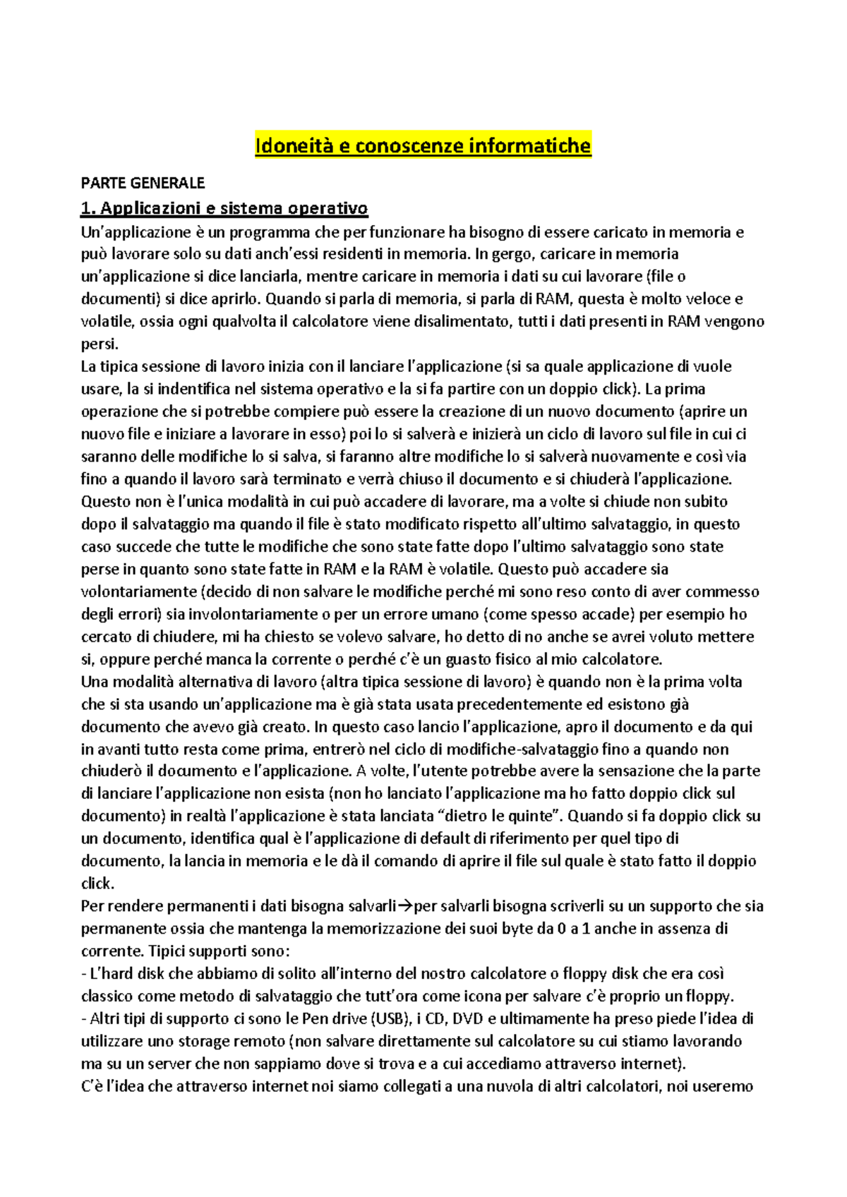 Informatica - Competenze e applicazioni per Ufficio e Videoscrittura - Document Preview