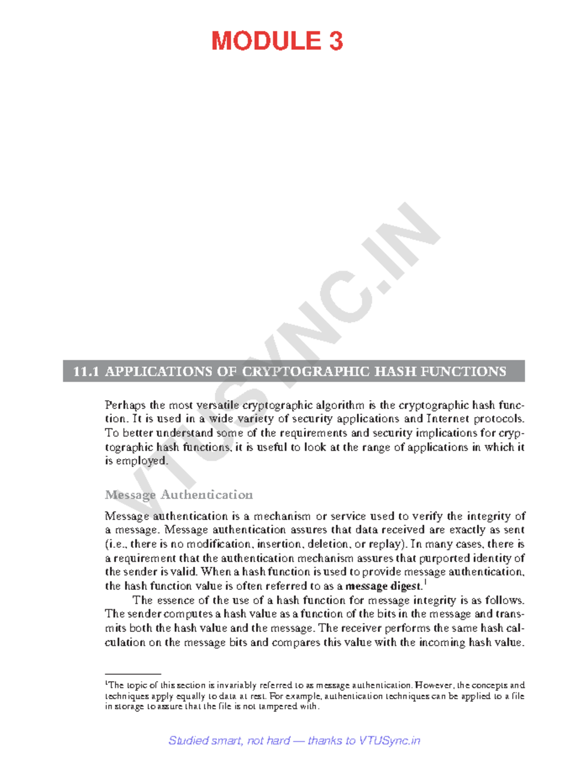 BCS703 Module 3: Applications of Cryptographic Hash Functions - Studocu