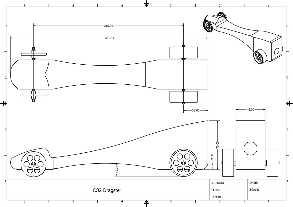 Engineering - A 3rd sketch design for the C02 Dragster. This sketch ...