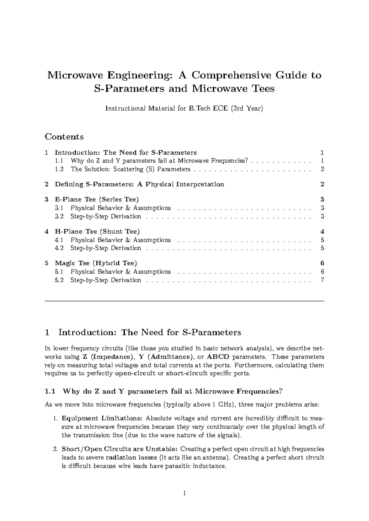Microwave Engineering: S-Parameters & Tee Derivations for B.Tech ECE ...