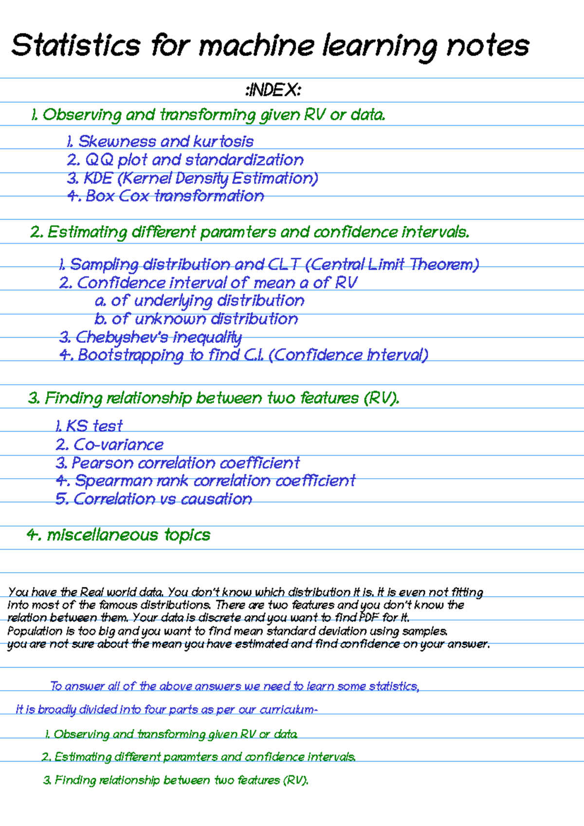 Statistics for Machine Learning Notes: Key Concepts and Techniques ...