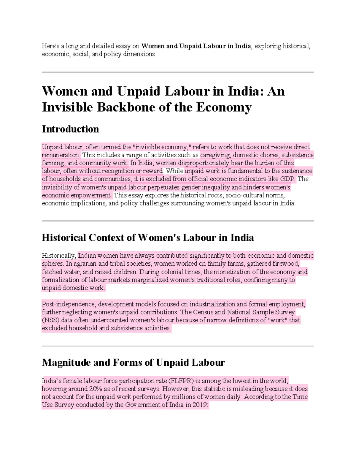 Essay: Evaluating the Impact of Visible vs. Invisible Work on Women's ...