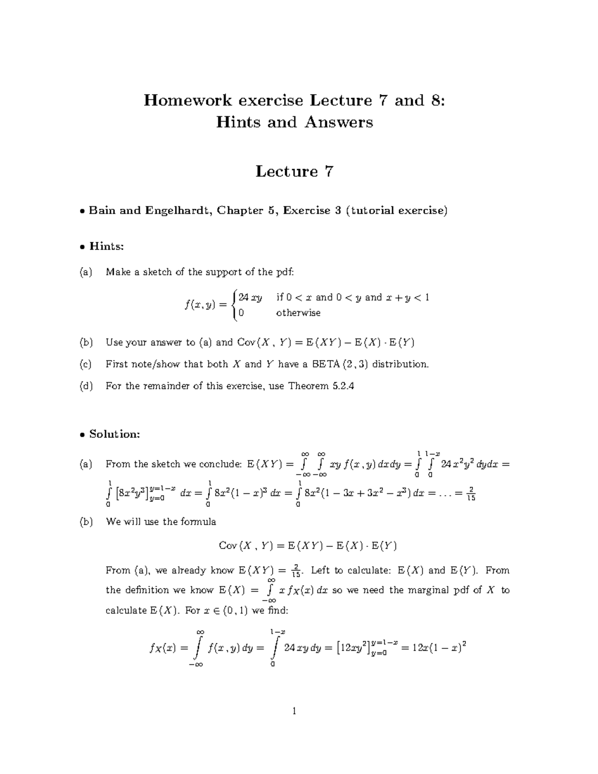 Homework Solutions for Lecture 7 & 8 - Exercises & Answers - Studeersnel