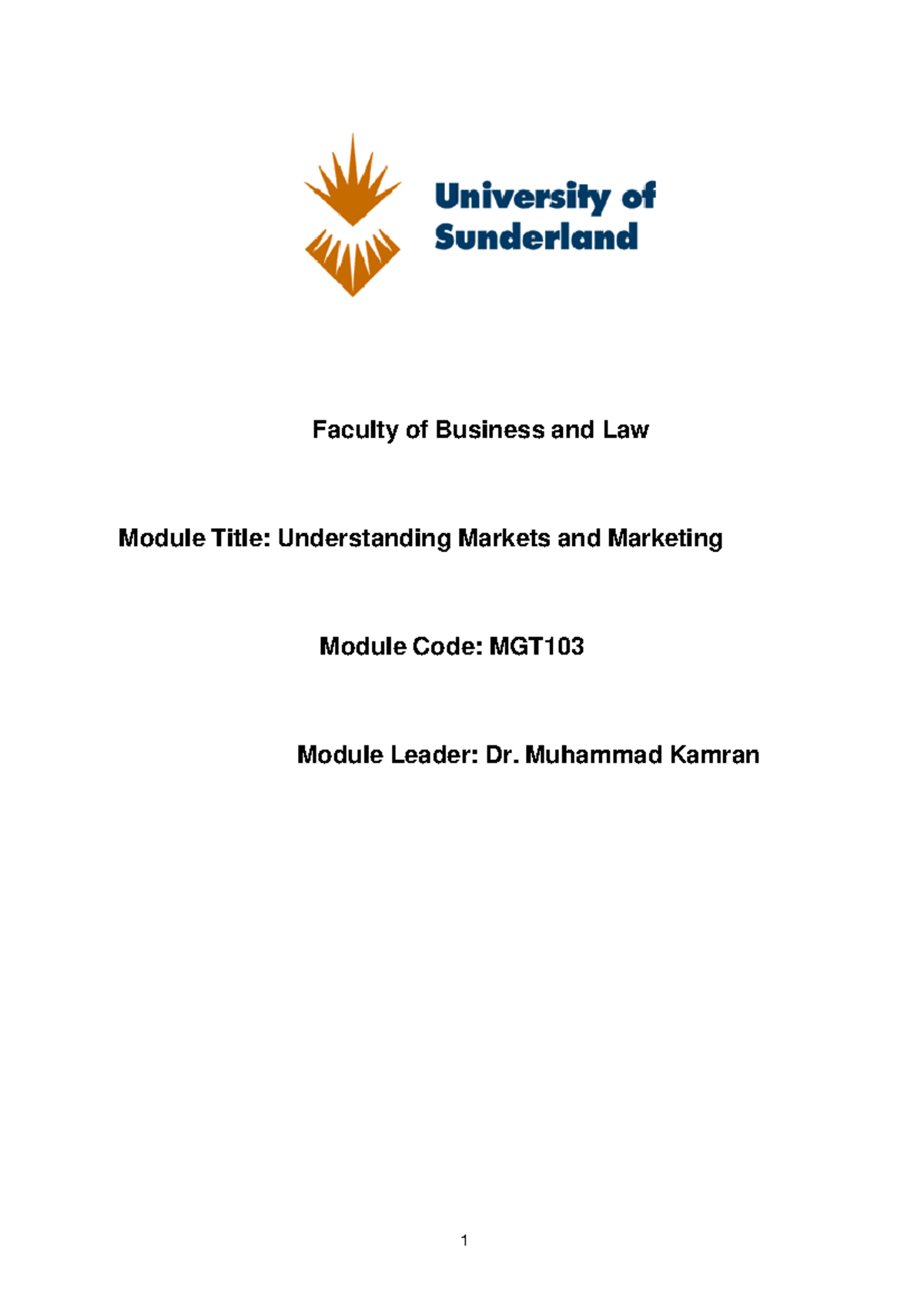 MGT103 Understanding Markets & Marketing Assignment Brief 2024-25 - Studocu
