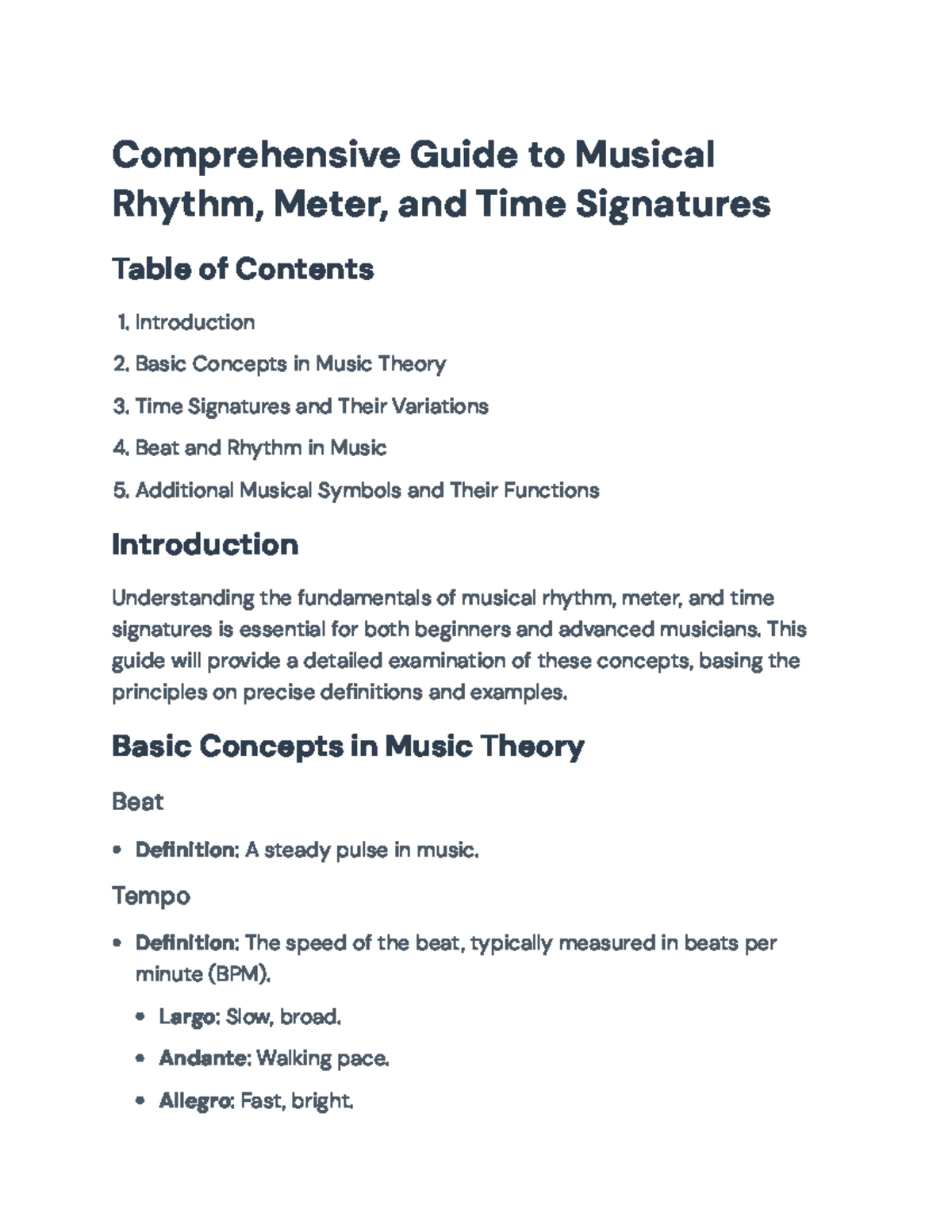 Comprehensive Guide to Rhythm, Meter, and Time Signatures in Music ...