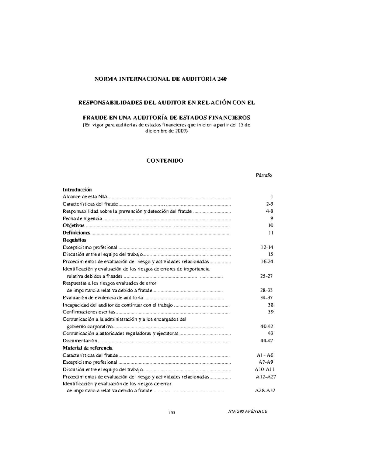 NIA 240 - Responsabilidades del Auditor frente al Fraude en Auditorías ...